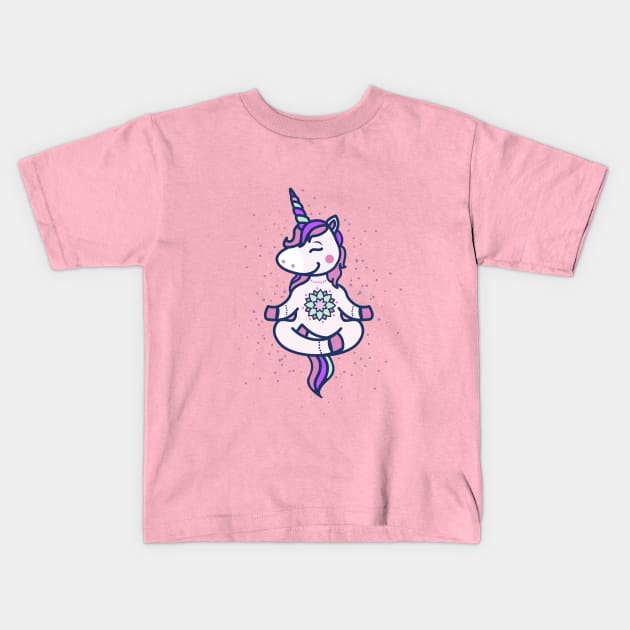 unicorn yoga Kids T-Shirt by ElWish